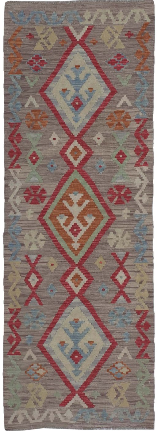 Full view of New Modern Design rug from Pakistan, 190 × 66 cm in Multi Color tones