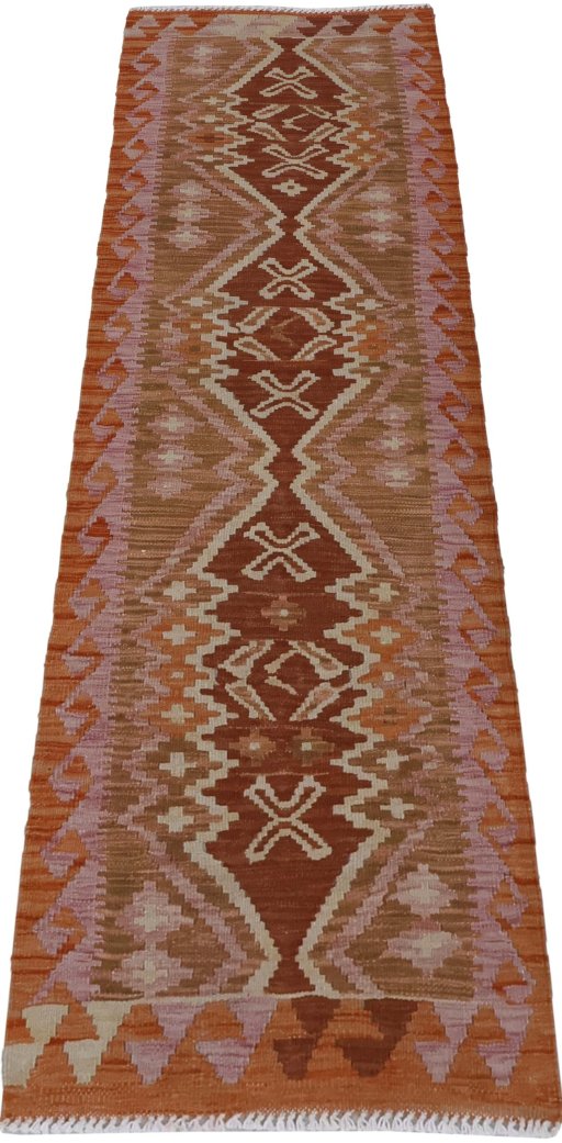 Full view of New Modern Design rug from Pakistan, 190 × 56 cm in Multi Color tones