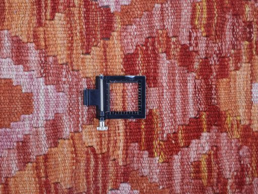Corner detail of New Modern Design rug showing border pattern and Wool pile