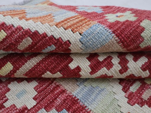 Close-up detail of New Modern Design rug from Pakistan showing Wool weave