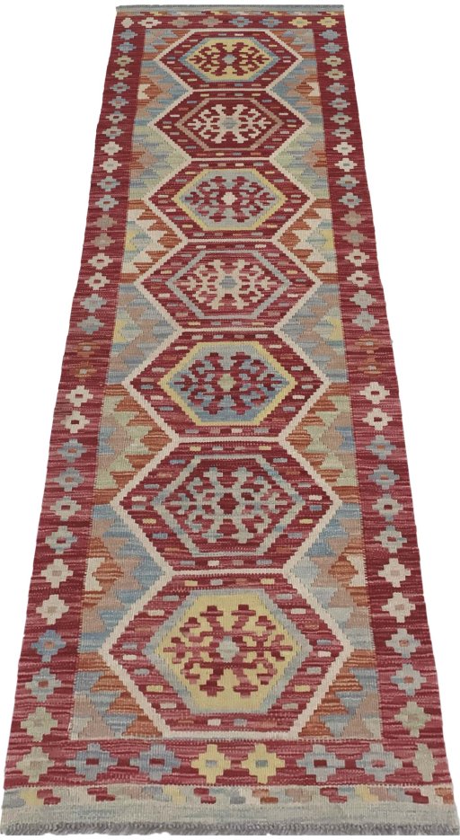Full view of New Modern Design rug from Pakistan, 197 × 61 cm in Multi Color tones