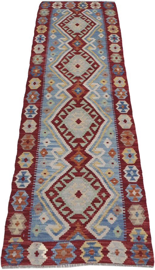 Full view of New Modern Design rug from Pakistan, 206 × 67 cm in Multi Color tones