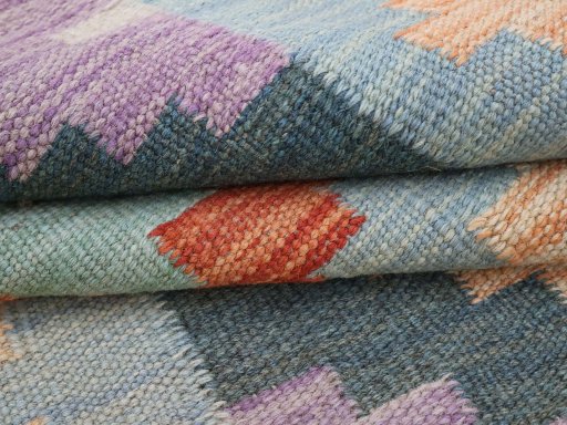 Close-up detail of New Modern Design rug from Pakistan showing Wool weave