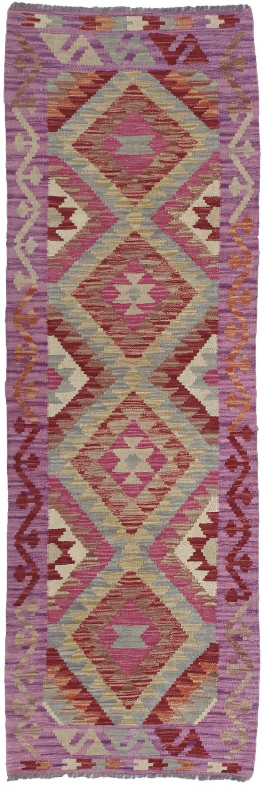 Full view of New Modern Design rug from Pakistan, 193 × 61 cm in Multi Color tones