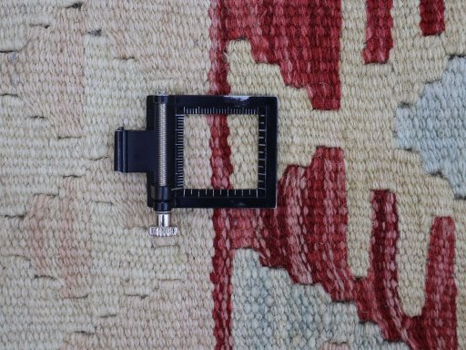 Corner detail of New Modern Design rug showing border pattern and Wool pile