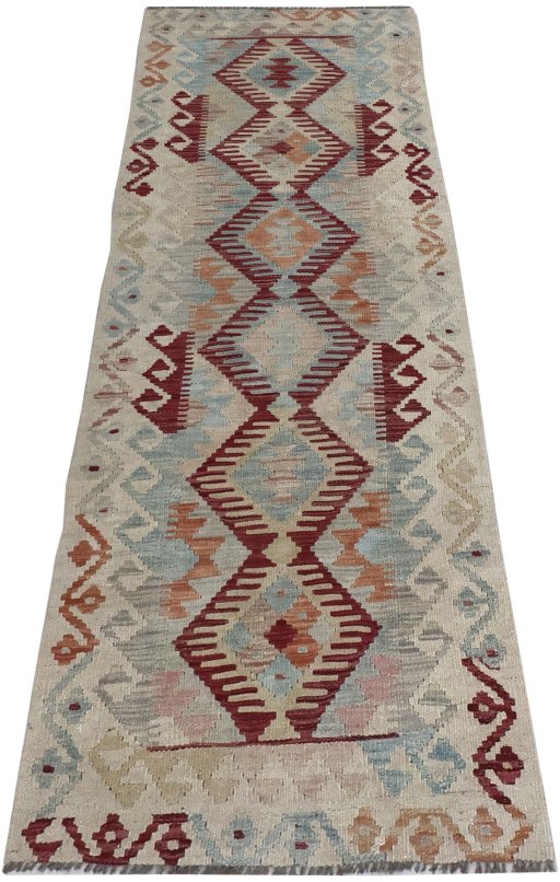 Full view of New Modern Design rug from Pakistan, 198 × 68 cm in Multi Color tones