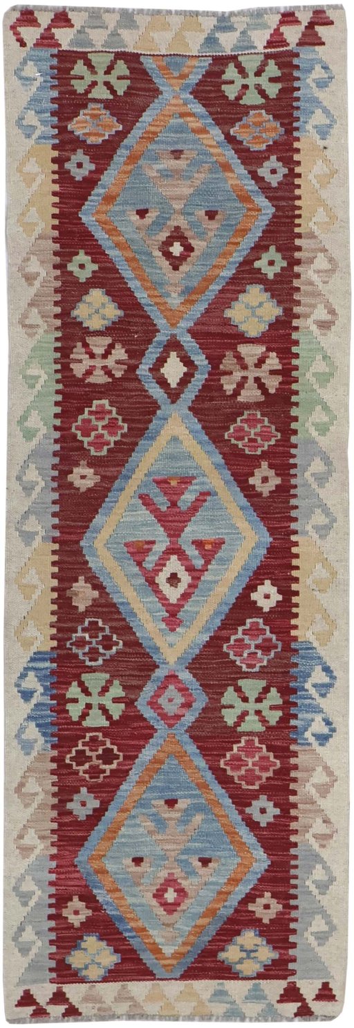 Full view of New Modern Design rug from Pakistan, 183 × 62 cm in Multi Color tones