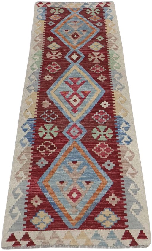 Full view of New Modern Design rug from Pakistan, 183 × 62 cm in Multi Color tones