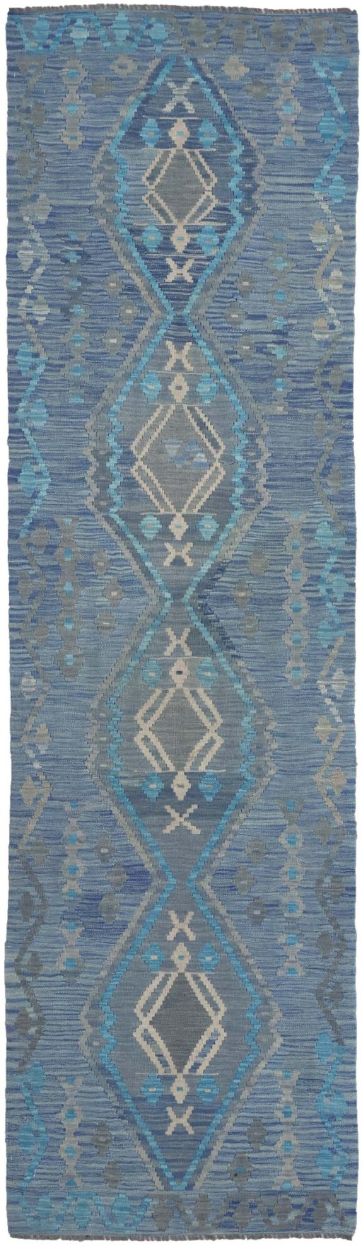 Full view of New Modern Design rug from Pakistan, 302 × 81 cm in Multi Color tones