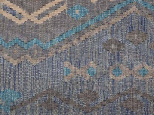 Backside of handmade New Modern Design rug showing knot structure and weave density