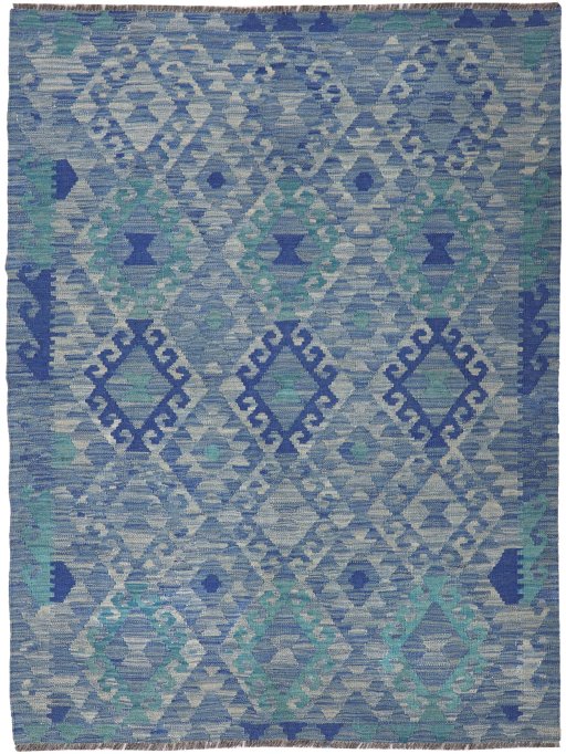 Full view of New Modern Design rug from Pakistan, 133 × 103 cm in Multi Color tones