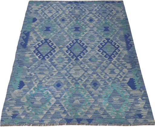 Full view of New Modern Design rug from Pakistan, 133 × 103 cm in Multi Color tones