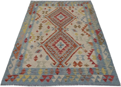 Full view of New Modern Design rug from Pakistan, 173 × 130 cm in Multi Color tones