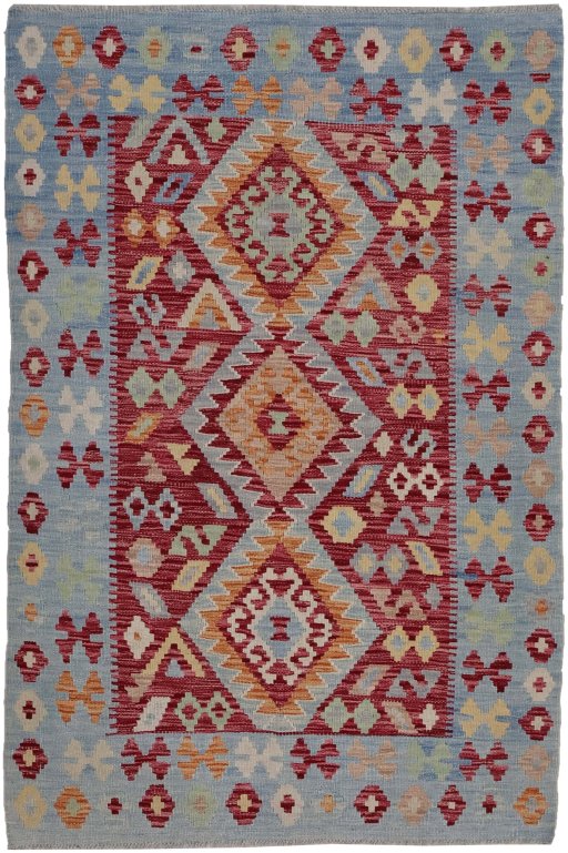 Full view of New Modern Design rug from Pakistan, 179 × 103 cm in Multi Color tones