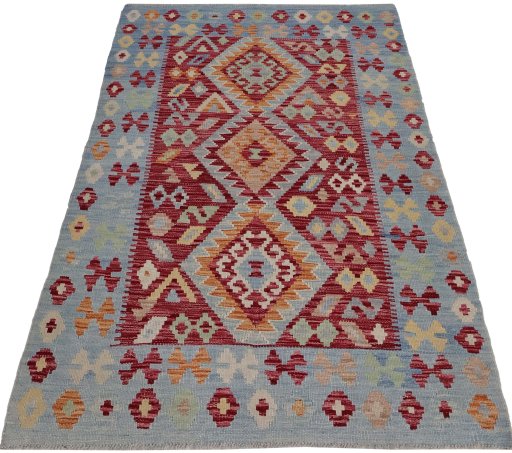 Full view of New Modern Design rug from Pakistan, 179 × 103 cm in Multi Color tones