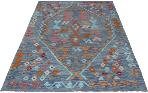 Full view of New Modern Design rug from Pakistan, 194 × 157 cm in Multi Color tones