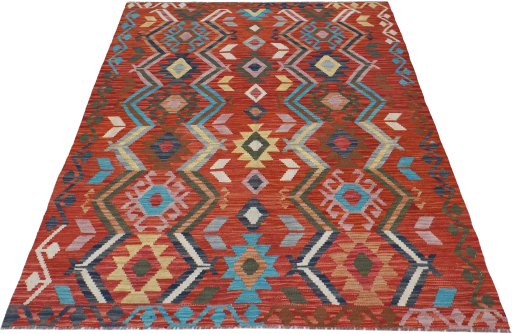Full view of New Modern Design rug from Pakistan, 199 × 151 cm in Multi Color tones