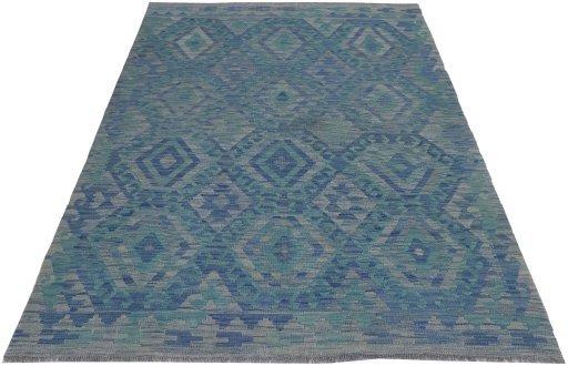 Full view of New Modern Design rug from Pakistan, 196 × 154 cm in Multi Color tones