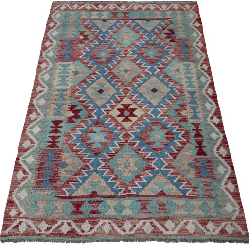 Full view of New Modern Design rug from Pakistan, 149 × 101 cm in Multi Color tones
