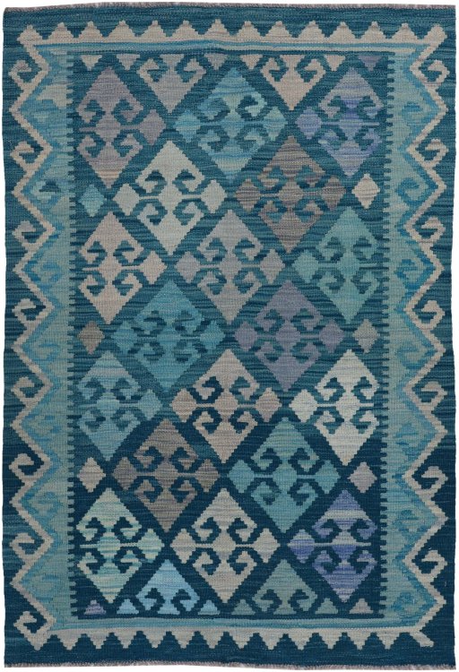Full view of New Modern Design rug from Pakistan, 156 × 99 cm in Multi Color tones