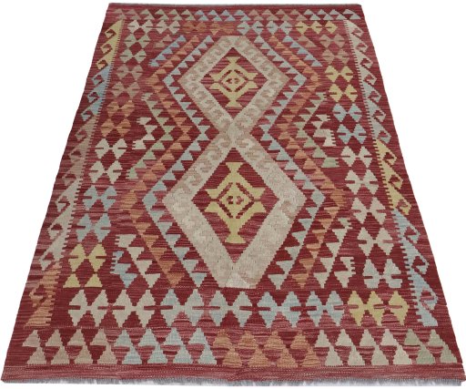 Full view of New Modern Design rug from Pakistan, 177 × 123 cm in Multi Color tones