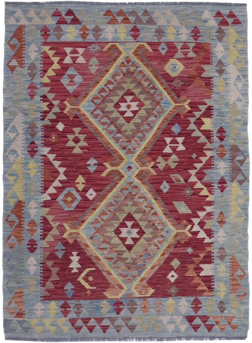 Full view of New Modern Design rug from Pakistan, 176 × 127 cm in Multi Color tones