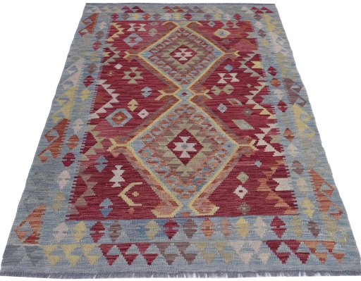 Full view of New Modern Design rug from Pakistan, 176 × 127 cm in Multi Color tones