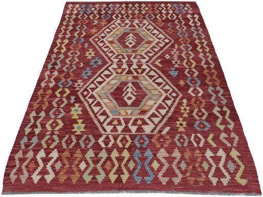 Full view of New Modern Design rug from Pakistan, 184 × 126 cm in Multi Color tones