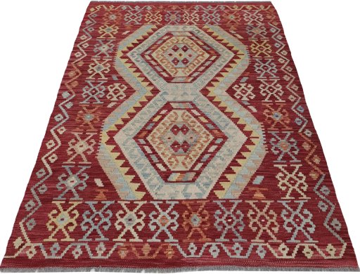 Full view of New Modern Design rug from Pakistan, 172 × 128 cm in Multi Color tones