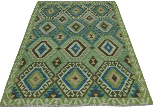 Full view of New Modern Design rug from Pakistan, 176 × 132 cm in Multi Color tones