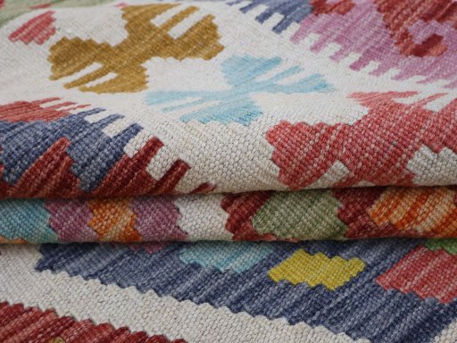 Close-up detail of New Modern Design rug from Pakistan showing Wool weave