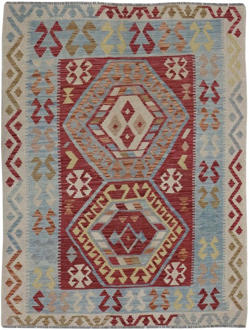 Full view of New Modern Design rug from Pakistan, 163 × 127 cm in Multi Color tones