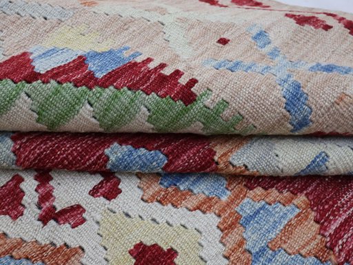 Close-up detail of New Modern Design rug from Pakistan showing Wool weave