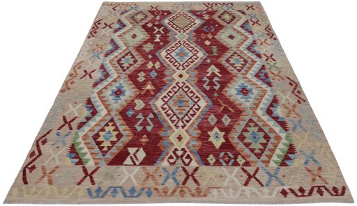 Full view of New Modern Design rug from Pakistan, 234 × 186 cm in Multi Color tones