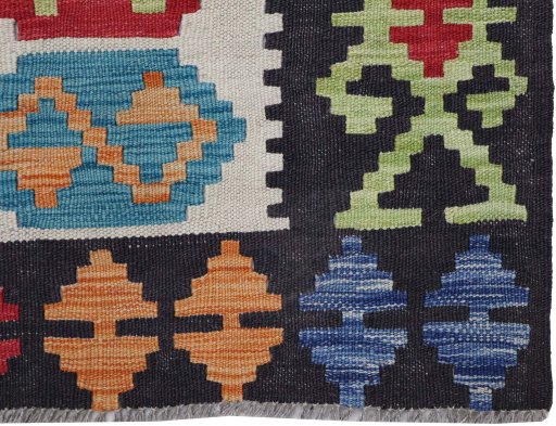 Close-up detail of New Modern Design rug from Pakistan showing Wool weave