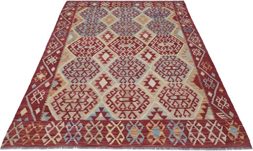 Full view of New Modern Design rug from Pakistan, 244 × 189 cm in Multi Color tones