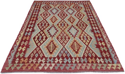 Full view of New Modern Design rug from Pakistan, 232 × 175 cm in Multi Color tones