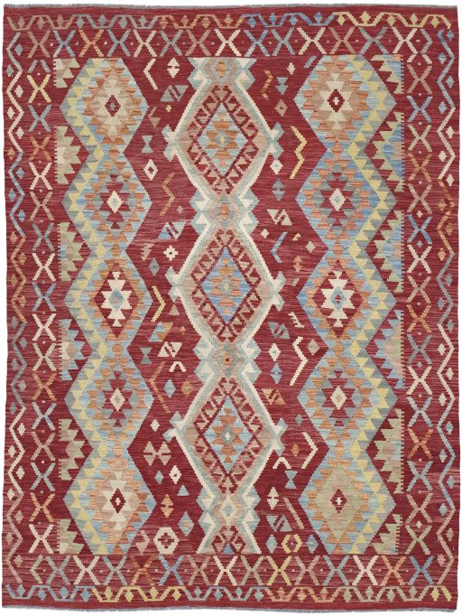 Full view of New Modern Design rug from Pakistan, 238 × 180 cm in Multi Color tones