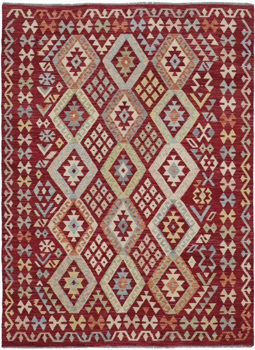Full view of New Modern Design rug from Pakistan, 235 × 174 cm in Multi Color tones