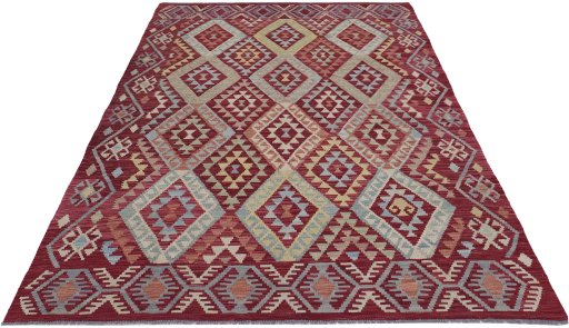 Full view of New Modern Design rug from Pakistan, 245 × 171 cm in Multi Color tones