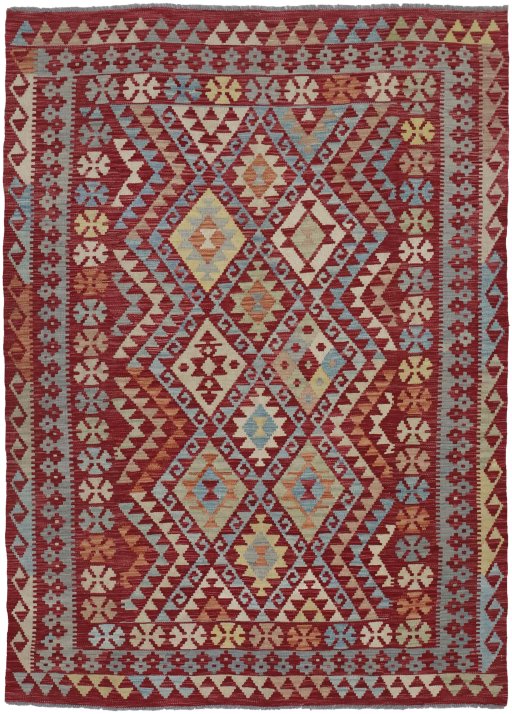 Full view of New Modern Design rug from Pakistan, 235 × 176 cm in Multi Color tones