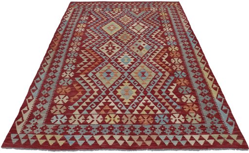 Full view of New Modern Design rug from Pakistan, 235 × 176 cm in Multi Color tones