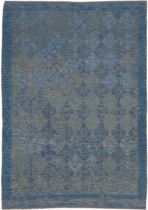 Full view of New Modern Design rug from Pakistan, 241 × 174 cm in Multi Color tones