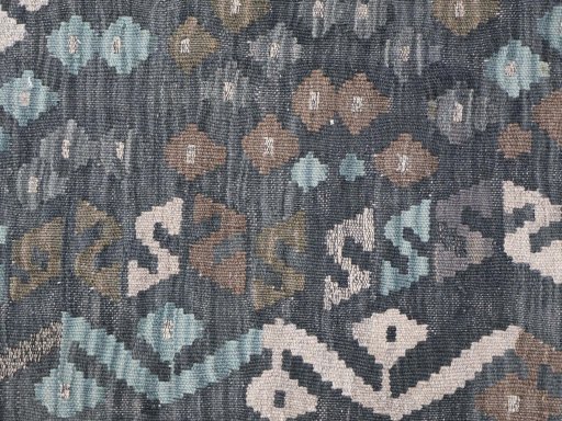 Backside of handmade New Modern Design rug showing knot structure and weave density