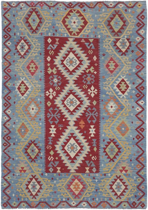 Full view of New Modern Design rug from Pakistan, 247 × 179 cm in Multi Color tones