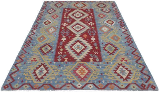 Full view of New Modern Design rug from Pakistan, 247 × 179 cm in Multi Color tones