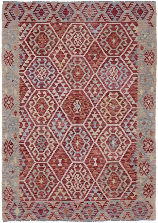 Full view of New Modern Design rug from Pakistan, 241 × 171 cm in Multi Color tones