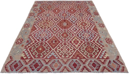 Full view of New Modern Design rug from Pakistan, 241 × 171 cm in Multi Color tones