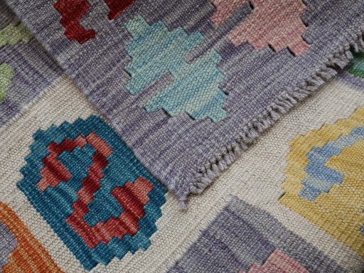 Surface texture of New Modern Design rug with natural Wool and intricate pattern