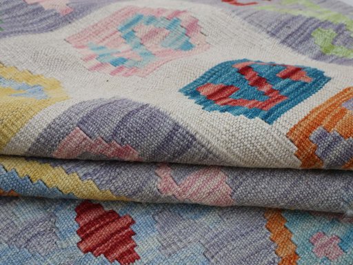 Close-up detail of New Modern Design rug from Pakistan showing Wool weave